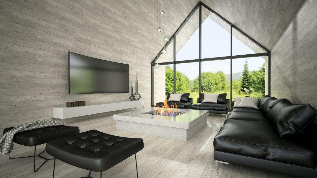 Villa contemporanea, equilibrio materico